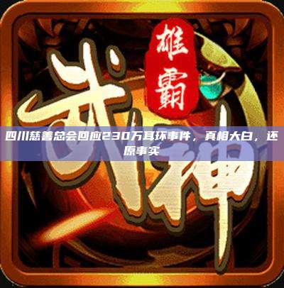 四川慈善总会回应230万耳环事件,真相大白,还原事实