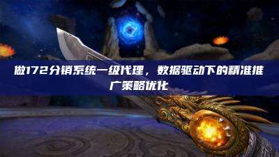 做172分销系统一级代理,数据驱动下的精准推广策略优化